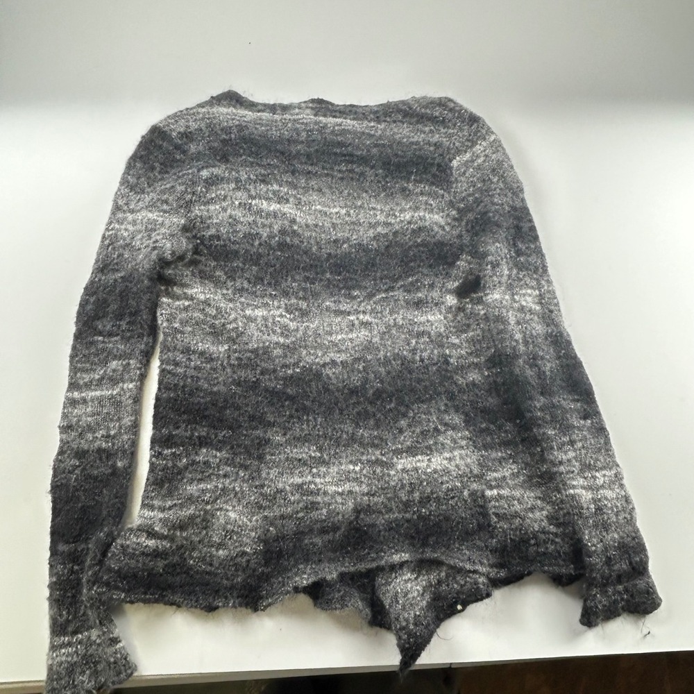 Eileen Fisher L Mohair Wool Blend Open Front Cardigan Grey Black Space Dye Read - Picture 9 of 10